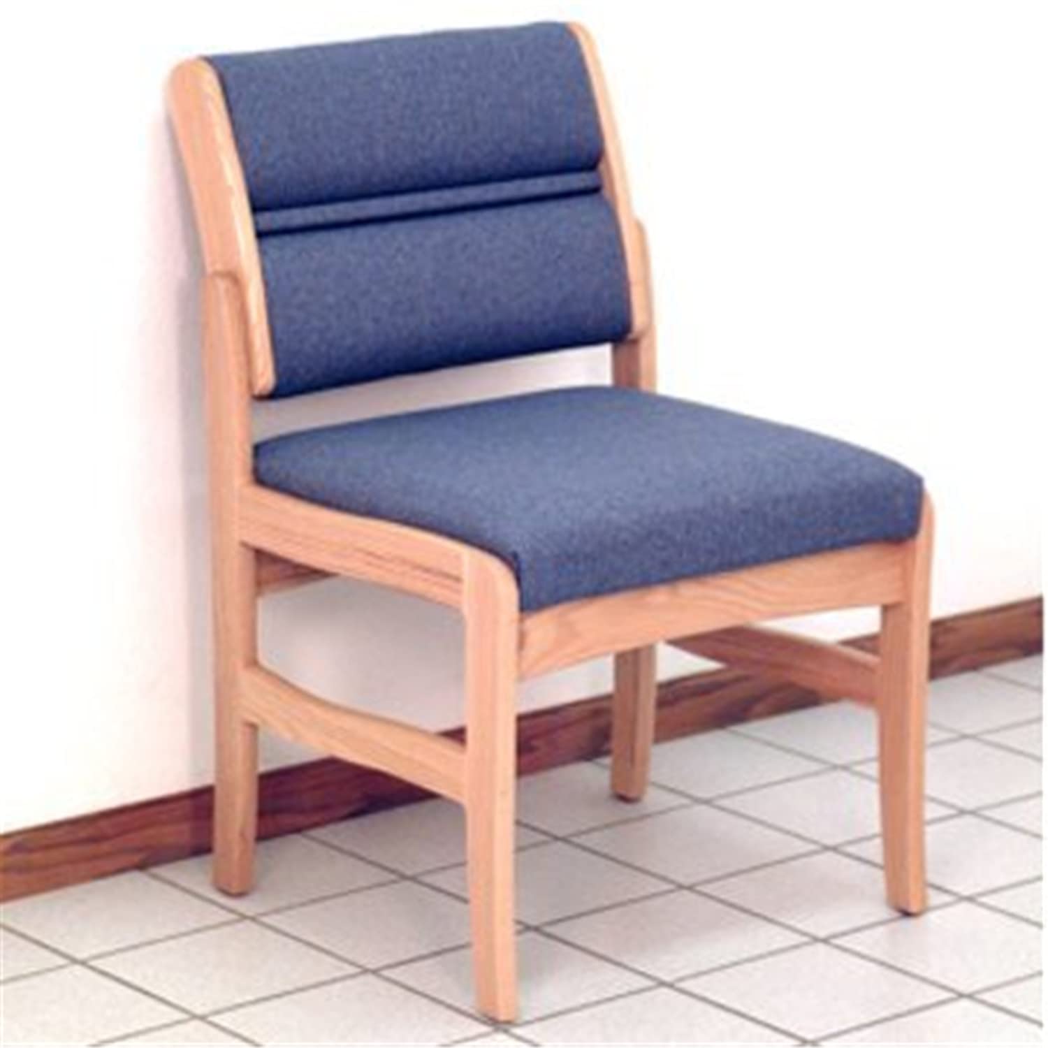 Wooden Mallet DW4-1 Valley Armless Guest Chair - Medium Oak Finish with Arch Wine Design - Perfect for Dining Room, Living Room, and Office Waiting Area