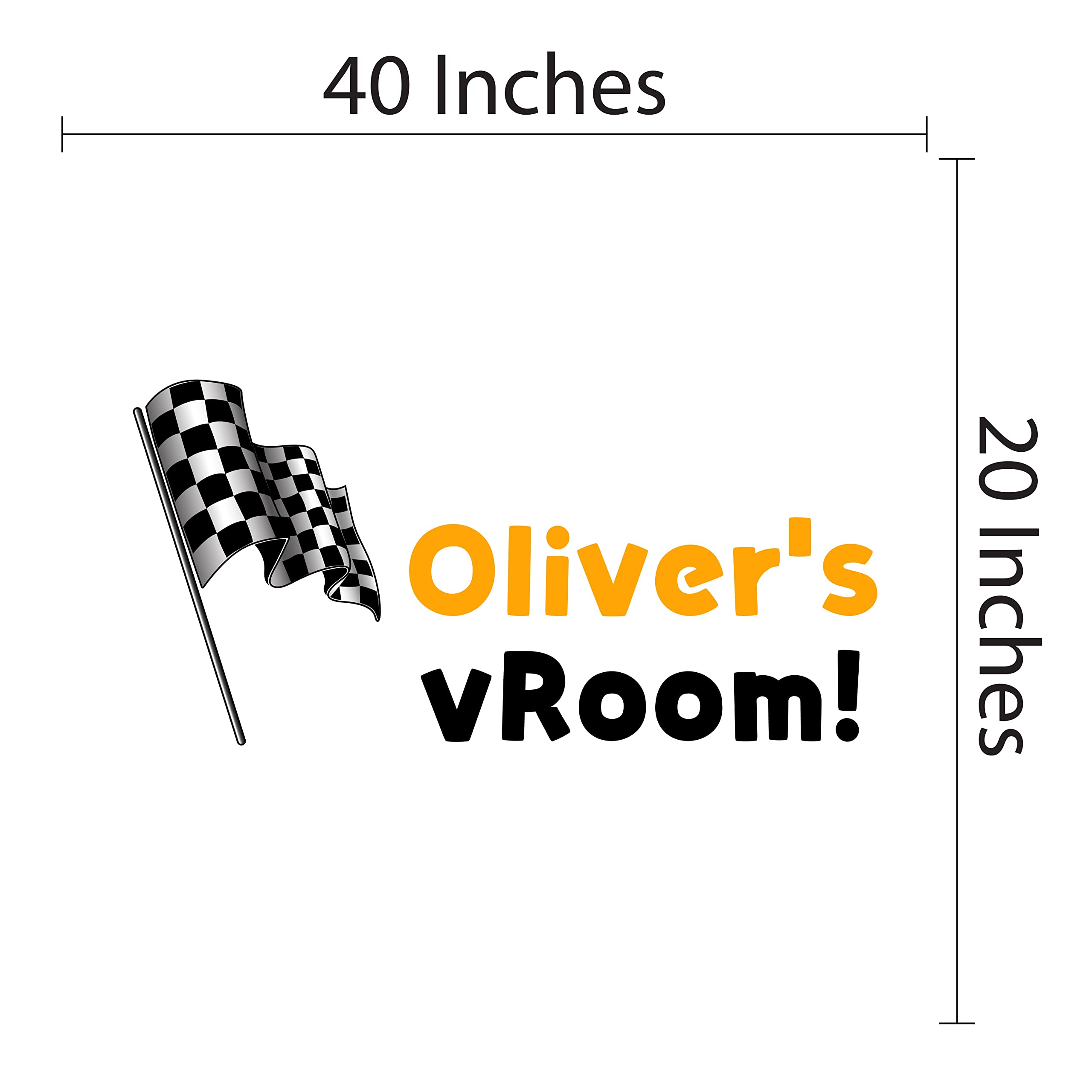 Custom Name Waving Sports Racing Flag Vinyl Wall Decal - 40