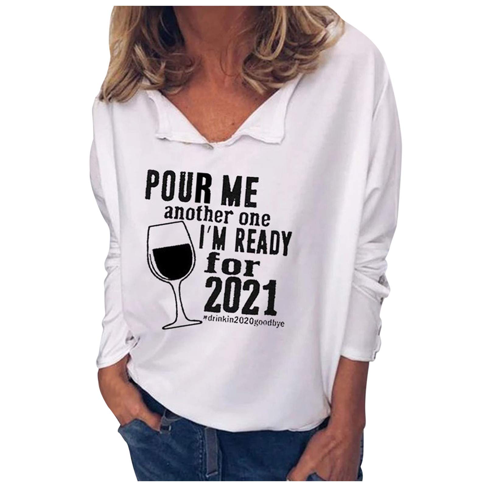 Women's Long Sleeve Graphic Print Sweatshirt Pullover - Casual Blouse Tops for Fall 2021 | Cozy Loungewear & Streetwear Fashion
