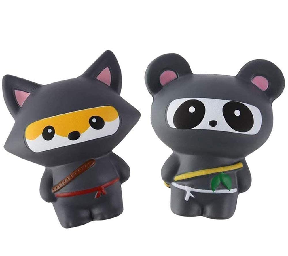 Anboor 2PC Jumbo Panda Fox Squishy Toys for Stress Relief & Kids Play