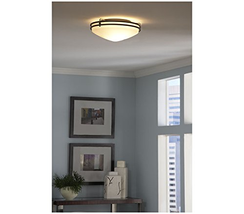 Quoizel Ozark 2-Light Iron Gate Flush Mount Ceiling Light Fixture - Rustic Farmhouse Lighting for Entryway, Hallway & Bedroom