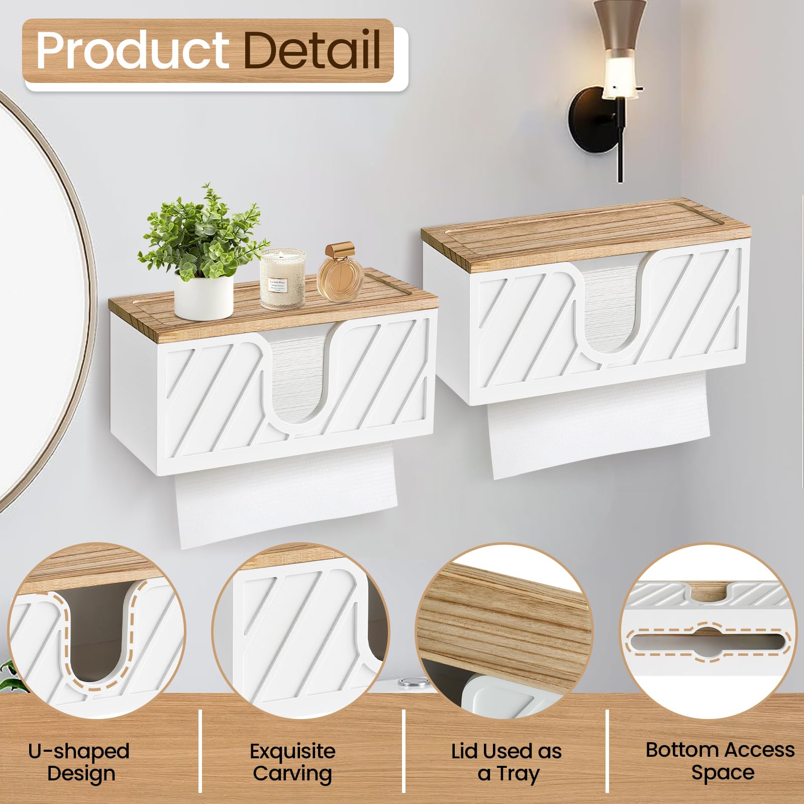 2-Pack Wall Mounted Paper Towel Dispenser with Lid - Commercial Grade C-Fold, Z-Fold & Trifold Towel Holder for Kitchen, Bathroom & Office Countertops | Ideal for Restaurants, Home & Workplace Hygiene