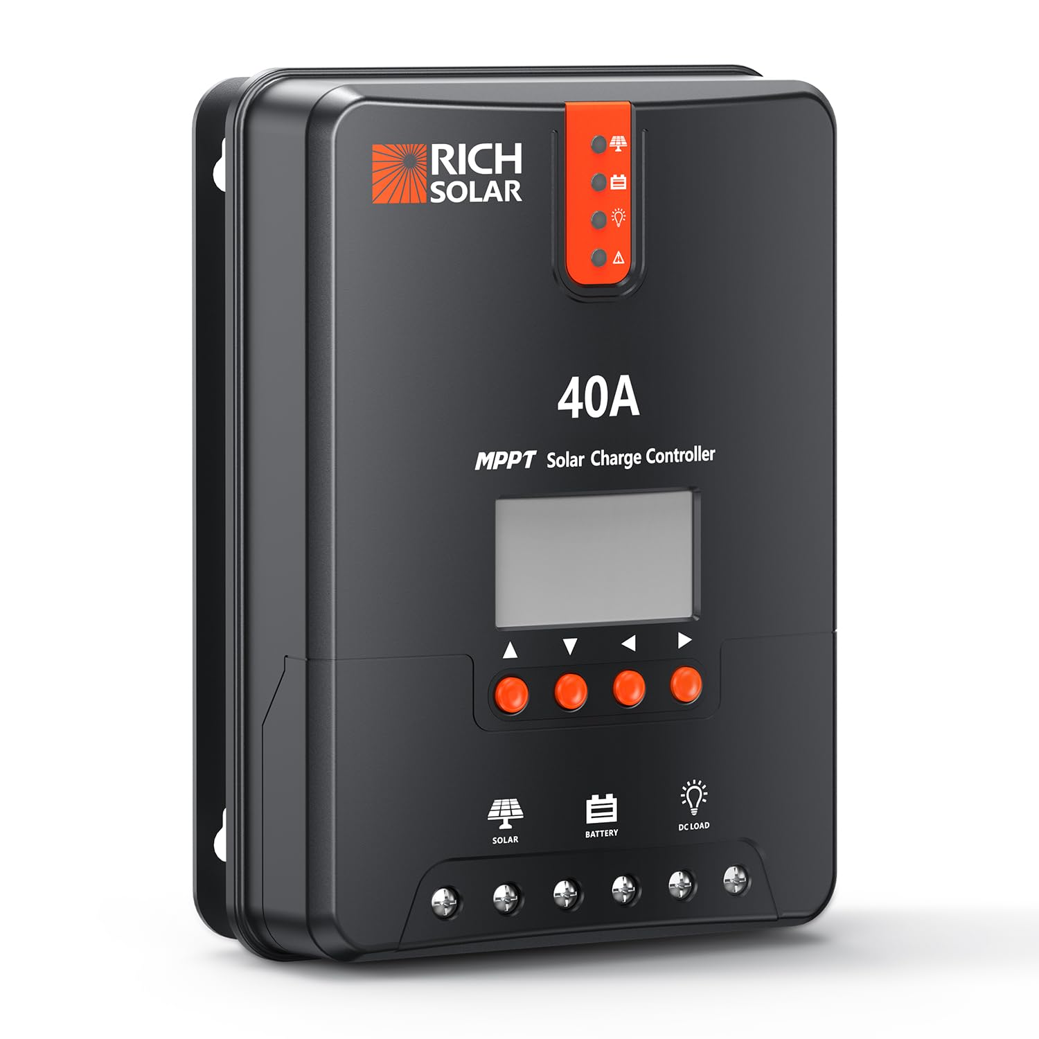 RICH SOLAR 40A MPPT Solar Charge Controller 12V/24V LCD Display - Regulator for Gel, Sealed, Flooded & Lithium Batteries | Perfect for RV, Marine, Off-Grid Solar Systems