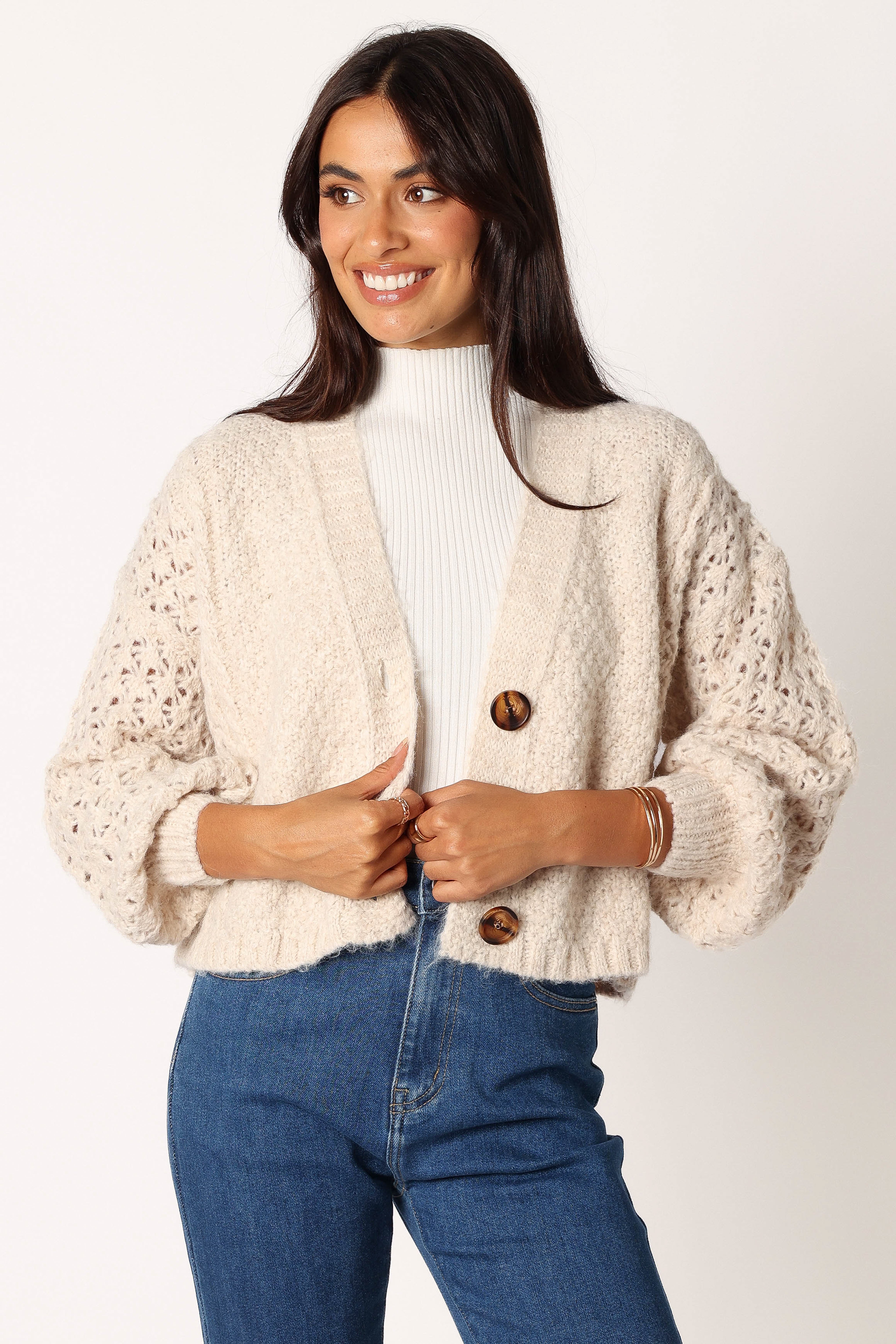 Blakey Cardigan Women's Knit Sweater - Soft Cream Open Front Long Sleeve Cardigan for Fall & Winter | Perfect for Office, Date Night & Casual Outfits