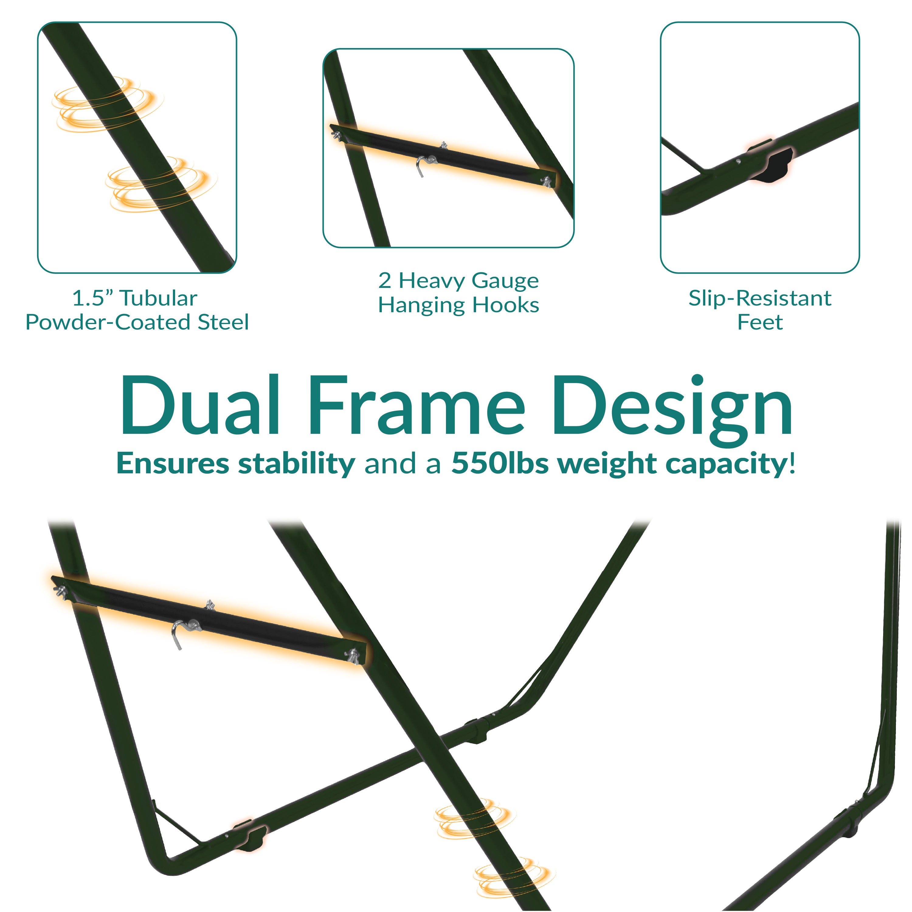 Heavy Duty Universal Hammock Stand for Outdoor, Patio, Backyard & Camping - Durable Steel Frame Supports Up to 450lbs - Perfect for Relaxing, Lounging & Backyard Decor