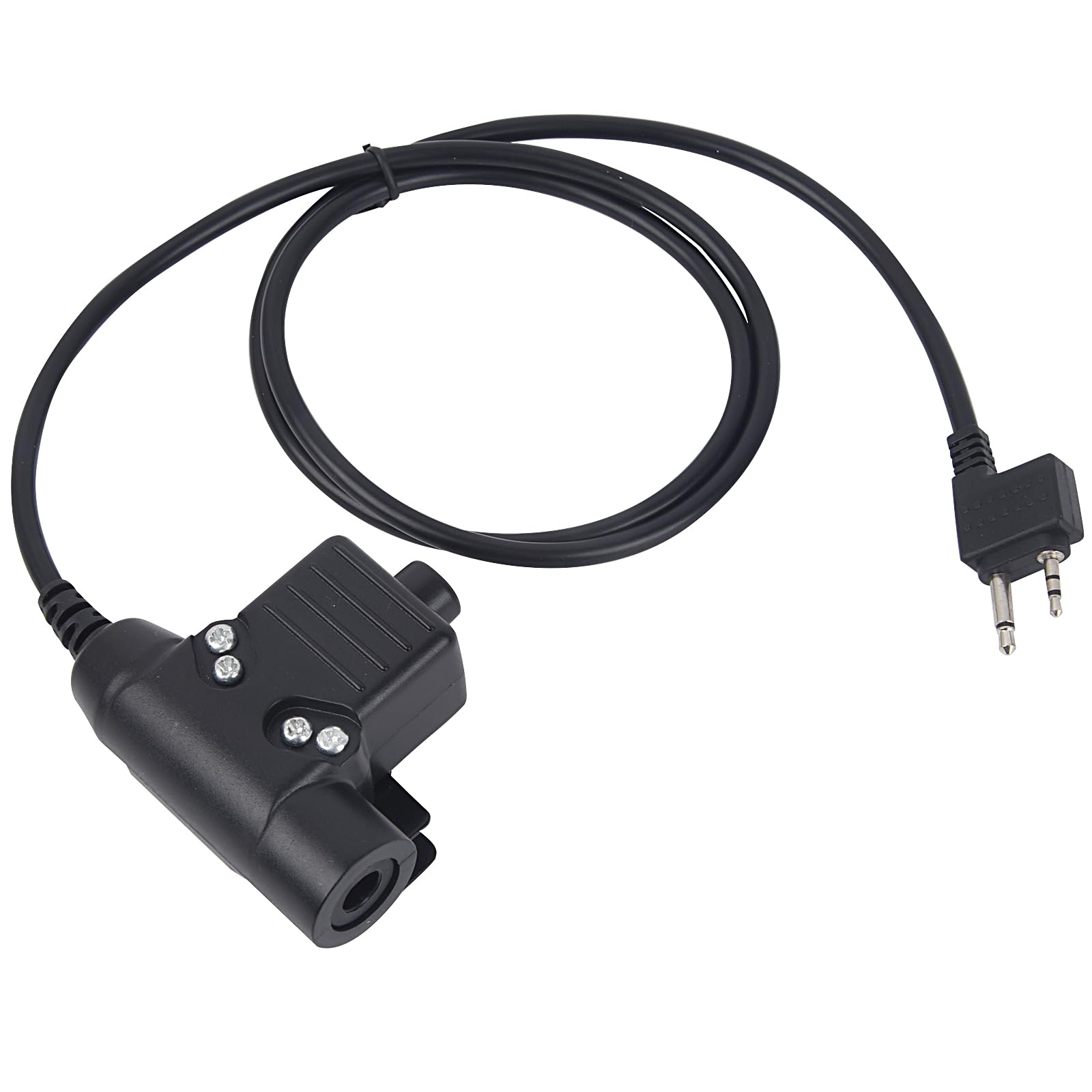 Tactical Radio Headset 2-Prong Pin Adapter U94 PTT Switch Cable - Compatible with Midland, Icom, Alinco Walkie Talkie Earpiece (Civilian Wiring) - Perfect for Outdoor Adventures, Security, and Emergency Communication