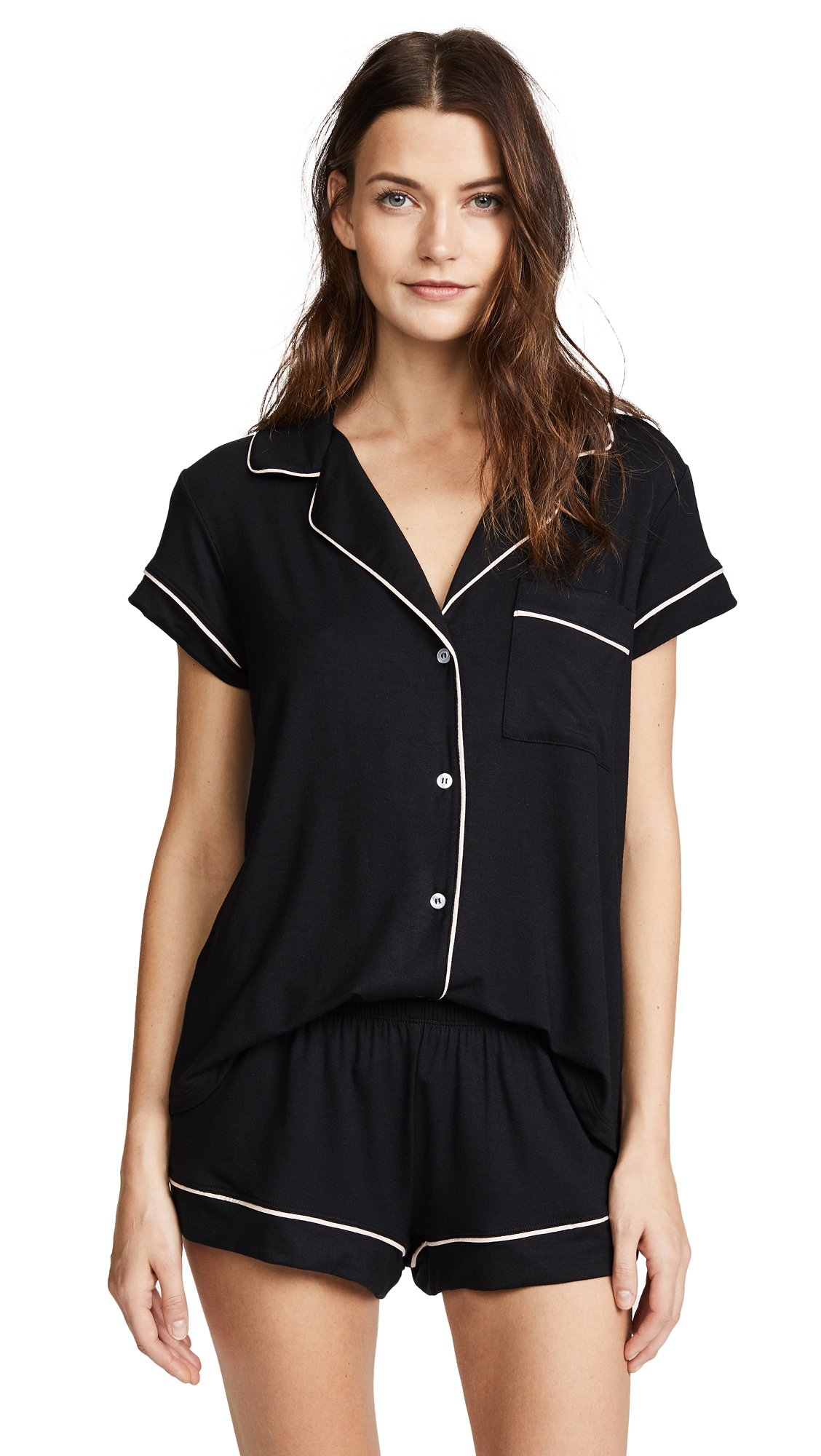 Eberjey Gisele Classic Women's Pajama Set - Soft Short Sleeve Button Down Shirt with Front Pocket & Comfortable Elastic Waist Shorts | Perfect for Sleepwear, Lounging, and Relaxing at Home