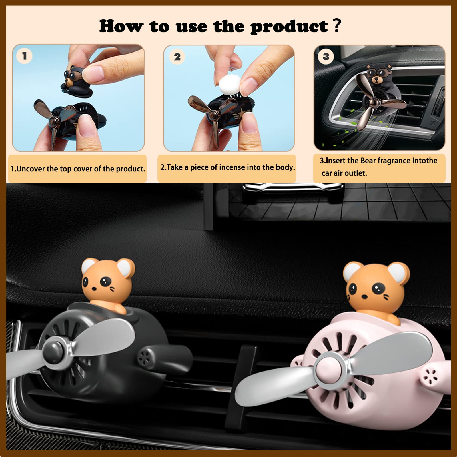 Cute Cartoon Pilot Car Air Freshener - Solid Perfume Auto Vent Clip Decor (Black Mouse) | Perfect for Cars, Trucks & Office Spaces