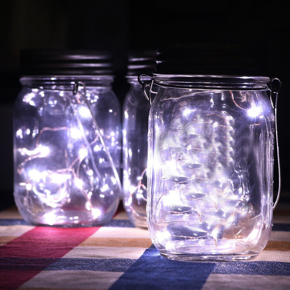 Solar LED Fairy Lights for Bedroom - Color Changing Mason Jar Lid Insert, 1M Cool White String Lights for Ceiling & Garden Decor | Perfect for Christmas, Wedding & Home Decoration