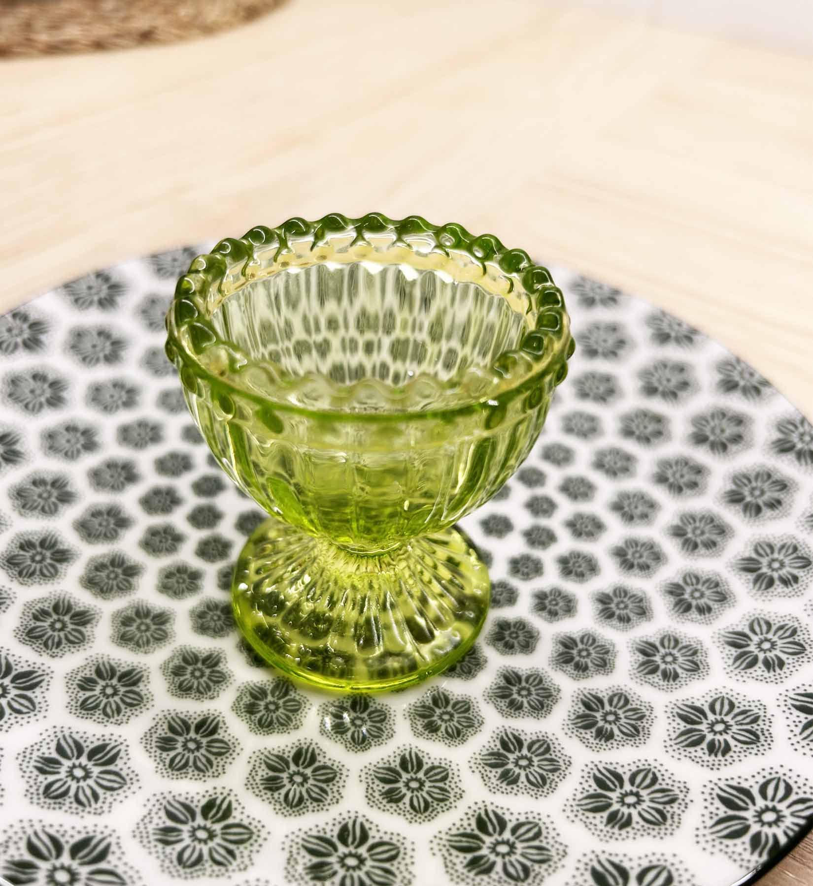 4-Pack Green Glass Easter Egg Cups for Soft & Hard Boiled Eggs - Durable Egg Holders for Breakfast, Brunch & Easter Decor | Perfect for Spring Parties, Kitchenware & Table Setting