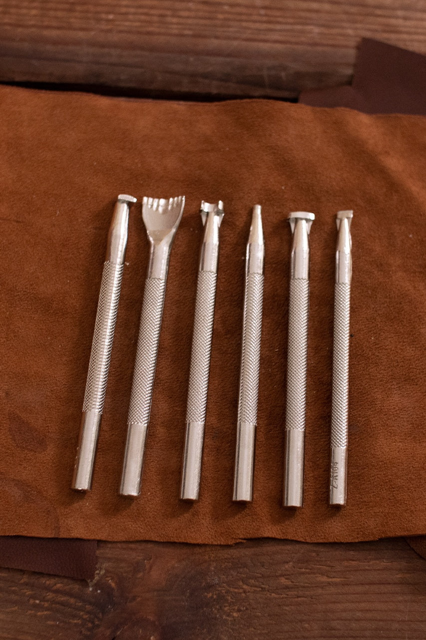 Professional 6-Piece Leather Embossing Tool Set (No Swivel Knife) for DIY Leather Crafting, Bookbinding & Woodworking Projects