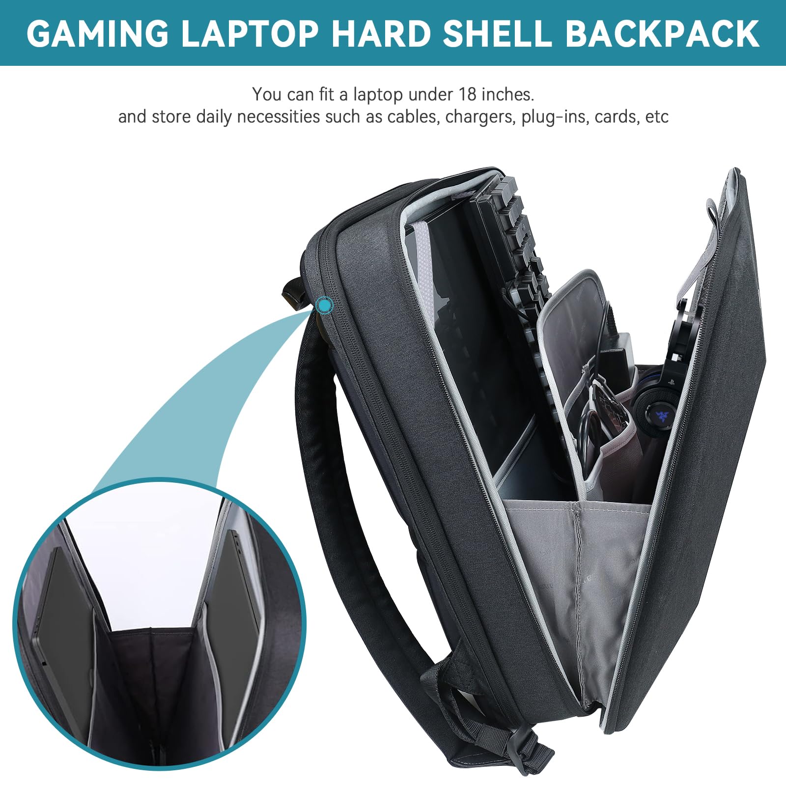 17-18 Inch Durable Travel Laptop Backpack for ASUS, MSI, Lenovo, HP, Acer & Alienware Gaming Laptops - Perfect for Work, School & Business Trips