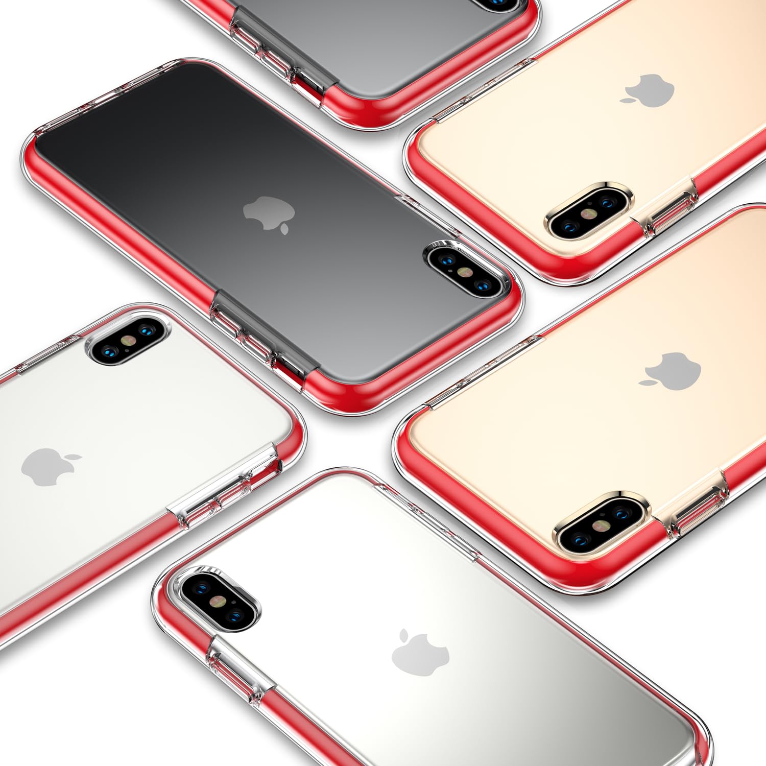 COOLQO iPhone Xs Max Case 6.5 Inch - Clear 360 Full Body Coverage Shockproof Silicone Protective Phone Cover with 2 Tempered Glass Screen Protectors (Red) | Perfect for Everyday Protection, Outdoor Activities & Travel