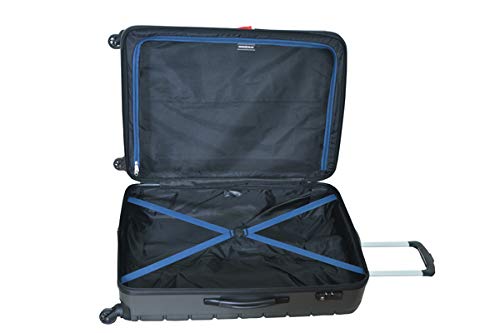 SwissGear 7790 Expandable Hardside Luggage with 360° Spinner Wheels, Grey, 23.5-Inch Checked Medium Suitcase - Perfect for Air Travel, Business Trips & Vacation Packing