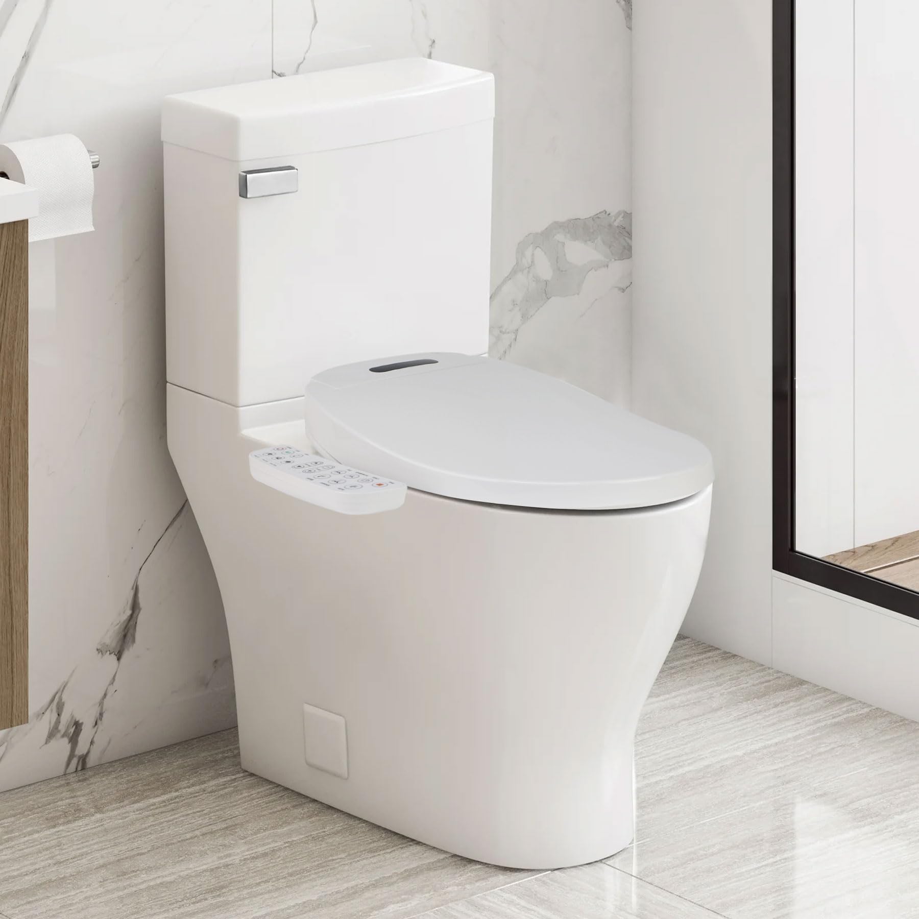 Smart Heated Bidet Toilet Seat Round - Unlimited Warm Water, Vortex Wash, Warm Air Dryer, Rear/Front Wash & LED Light - Perfect for Modern Bathrooms & Luxury Home Upgrades