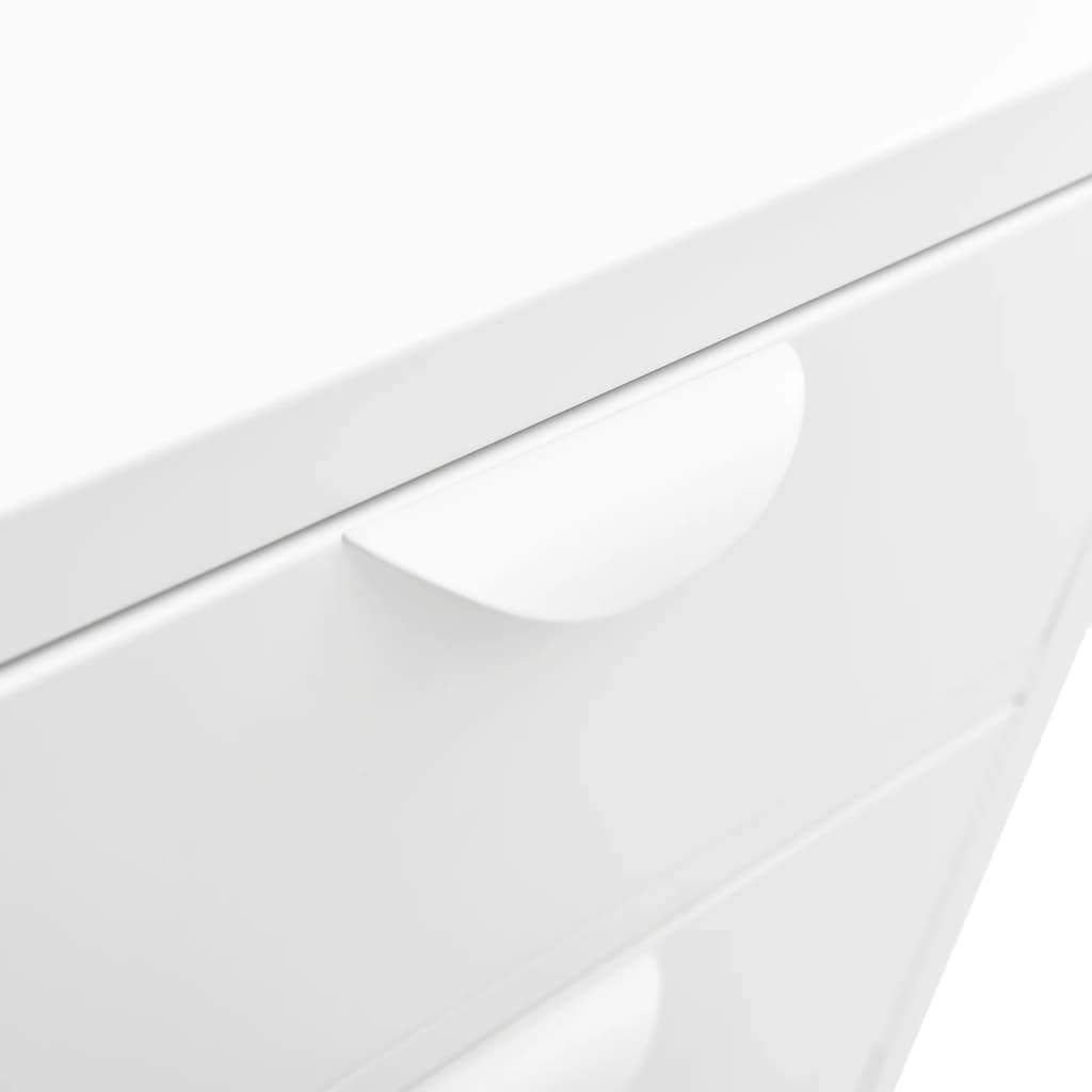 FAMIROSA Modern White Steel Sideboard Cabinet with 3 Drawers & Adjustable Shelf - 29.5