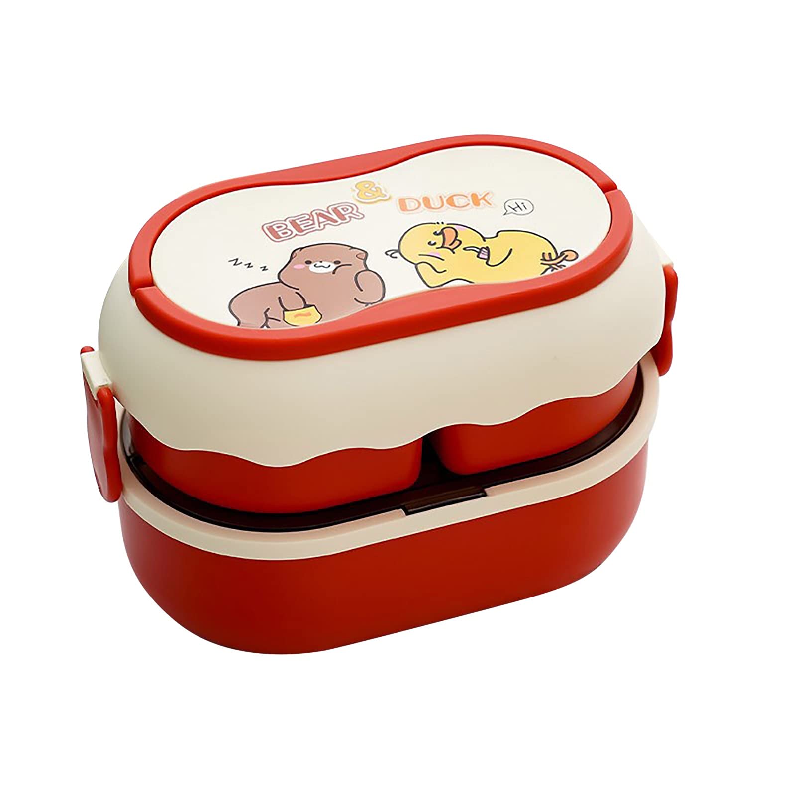 Microwave Safe Plastic Lunch Box with Compartments - Double Layer Bento Box for Office, School & Travel - Includes Tableware - Heat Resistant Food Container for Meal Prep, Kitchen & Pantry Organization - Ideal for Students, Workers & On-the-Go Lifestyles
