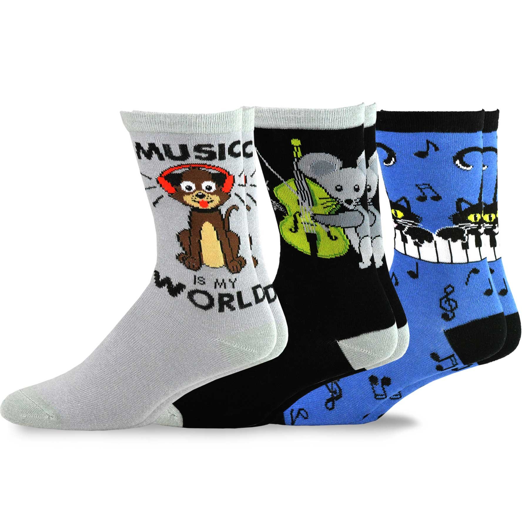 Funny Cat & Dog Lover Socks for Women & Men - Crew & Ankle Socks for Music Lovers