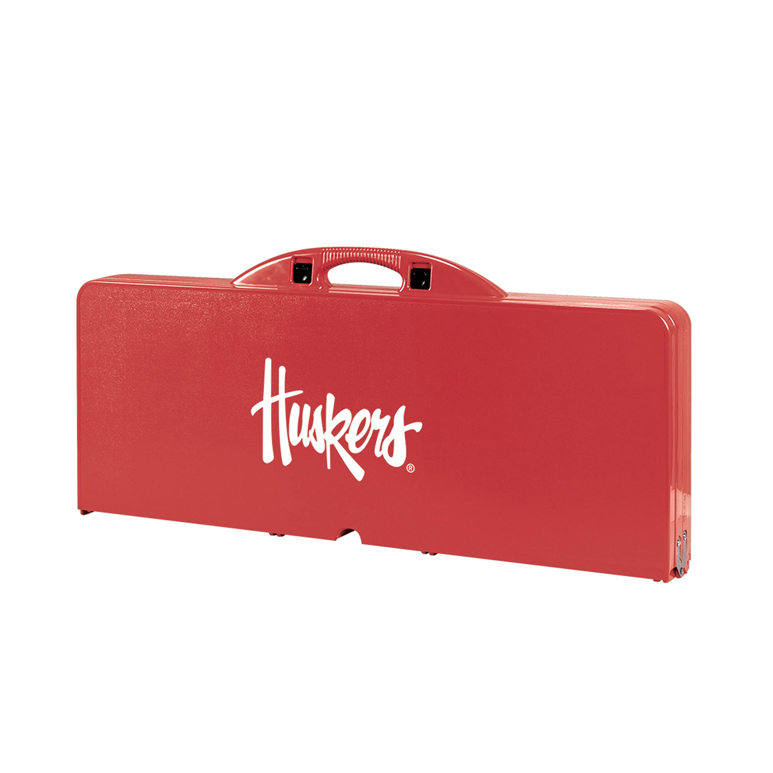 PICNIC TIME NCAA Nebraska Cornhuskers Portable Folding Picnic Table - Compact Camping Table with Umbrella Hole for Outdoor, Tailgating & Beach (Red) - Perfect for Backyards, BBQs & Game Day Parties