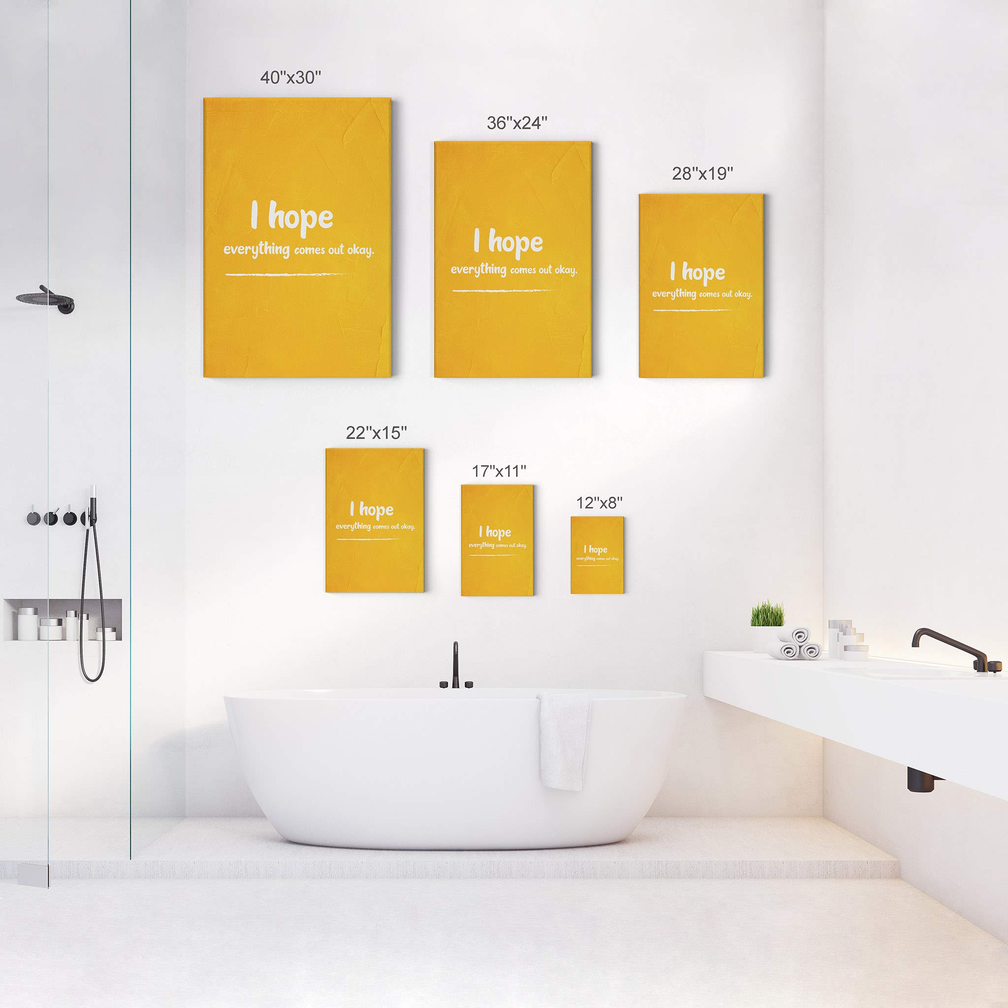 Funny Bathroom Wall Art - 'I Hope Everything Comes Out Okay' Canvas Print | 40x30 Inch Ready-to-Hang Bathroom Decor | Made in USA | Perfect for Powder Rooms, Guest Baths & Home Decoration
