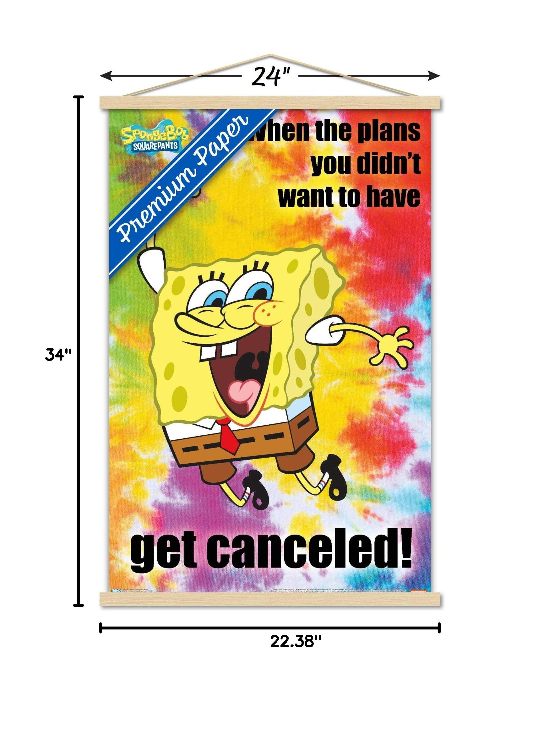 Trends International Nickelodeon SpongeBob SquarePants Meme Wall Poster - 22.375 x 34 Inches Premium Print with Beechwood Hanger - Funny Cartoon Decor for Kids Room, Game Room & Office
