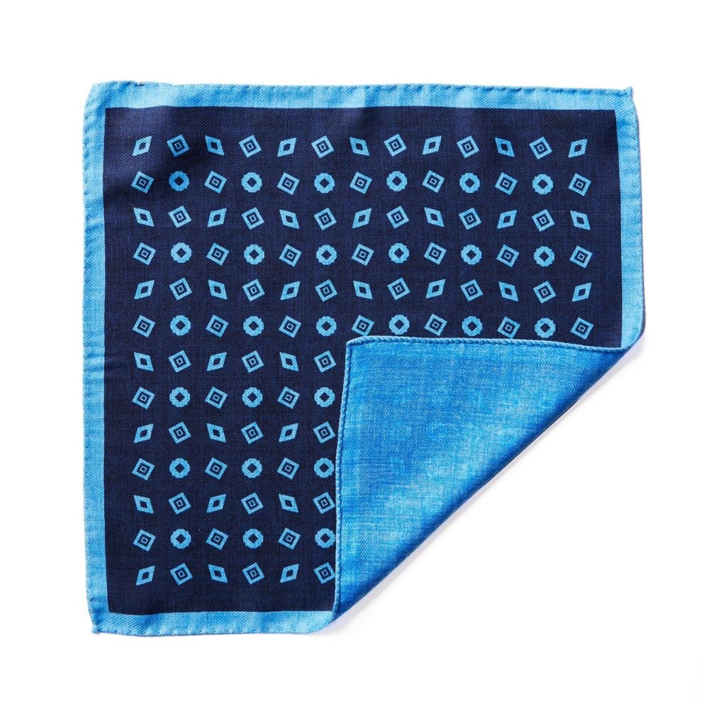 HENRY SARTORIAL X CANTINI Blue Navy Silk Pocket Square for Men - Elegant Handkerchief for Weddings, Business & Formal Occasions