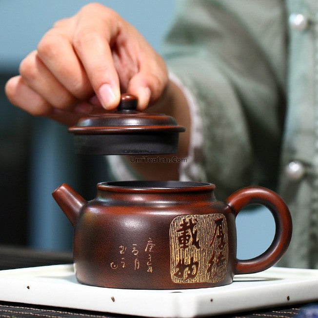 Premium Yixing Purple Clay Teapot - Authentic Chinese Dezhong Style for Brewing Oolong & Pu-erh Tea - Perfect for Tea Ceremonies & Gifting