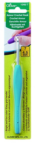 Clover Amour Easy Grip Crochet Hook - 4.5mm Ergonomic Crochet Needle for Comfortable Knitting - Perfect for Yarn Crafts, DIY Projects & Handmade Gifts