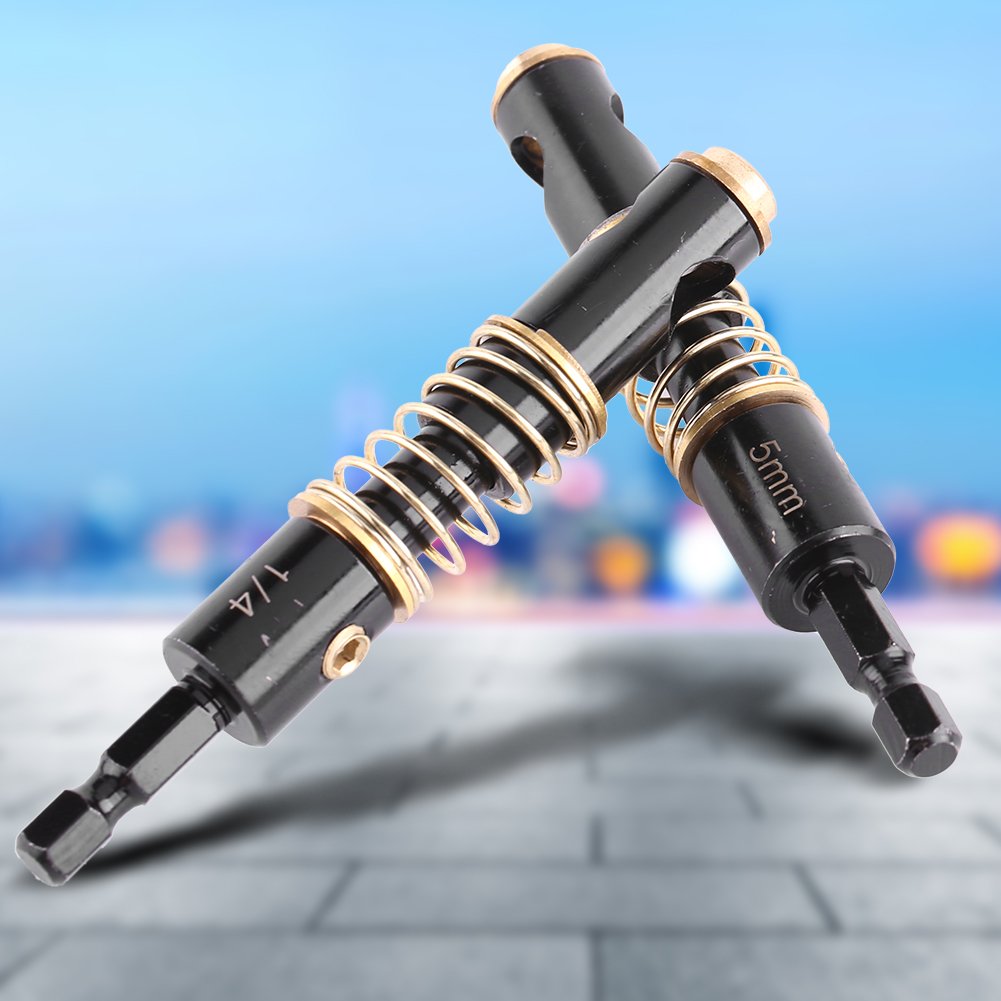 Self Centering Drill Bit Set - 1/4 Inch Hex Shank, Spring Loaded Hinge Tapper Core Drill Bits (5mm & 1/4