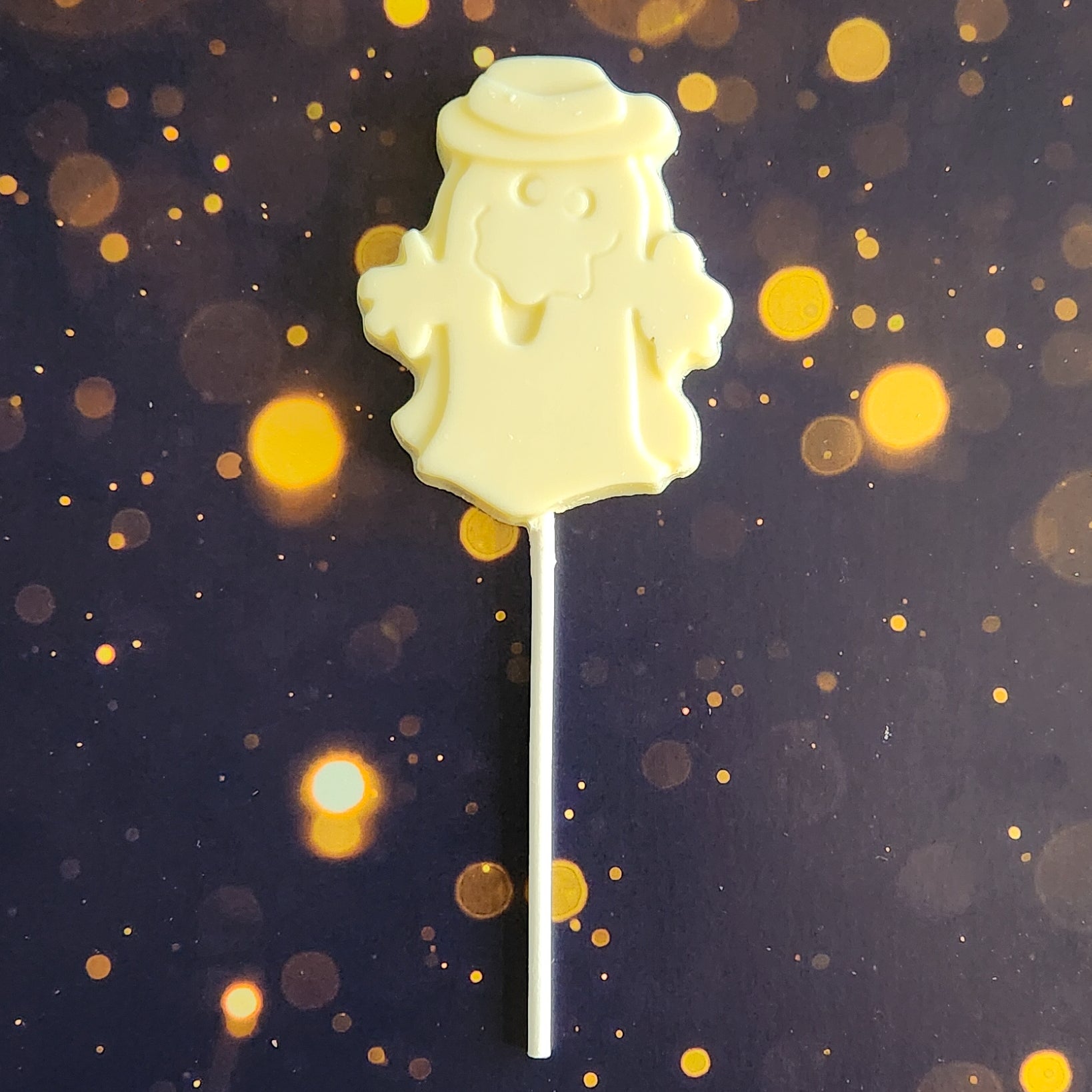 Spooky Chocolate Ghost with Hat - Halloween Party Favors, Trick or Treat Gifts & Decorative Treats for Kids