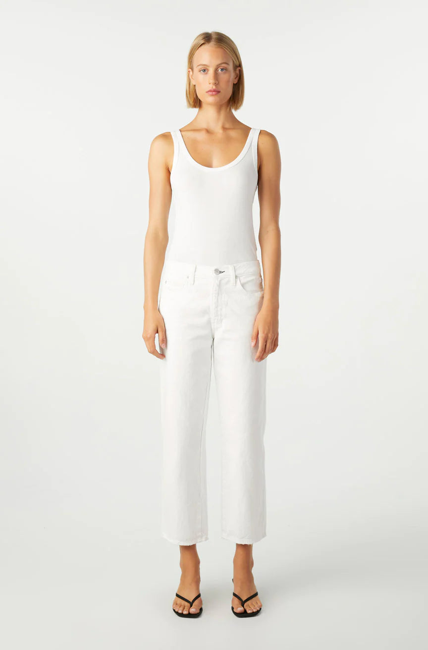 Billie Wide Straight Leg Crop Jeans for Women - Alabaster Wash | High Waist Distressed Denim | Perfect for Casual Outfits & Street Style