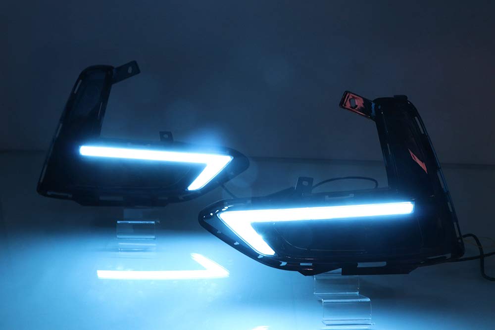 3 Color LED DRL Fog Lights for Nissan Sentra/Sylphy 2019-2022 - Dynamic Sequential Turn Signal, Daytime Running Lights - Upgrade Front Bumper Bezel for Enhanced Visibility & Safety
