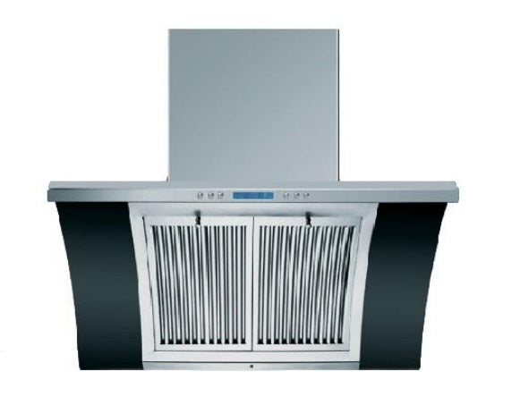 Ellane EH 2688 90cm Stainless Steel Chimney Hood with Arch Glass & WG 830SV 87cm 3-Burner Glass Gas Hob - Modern Kitchen Ventilation & Cooking Set for Home Chefs
