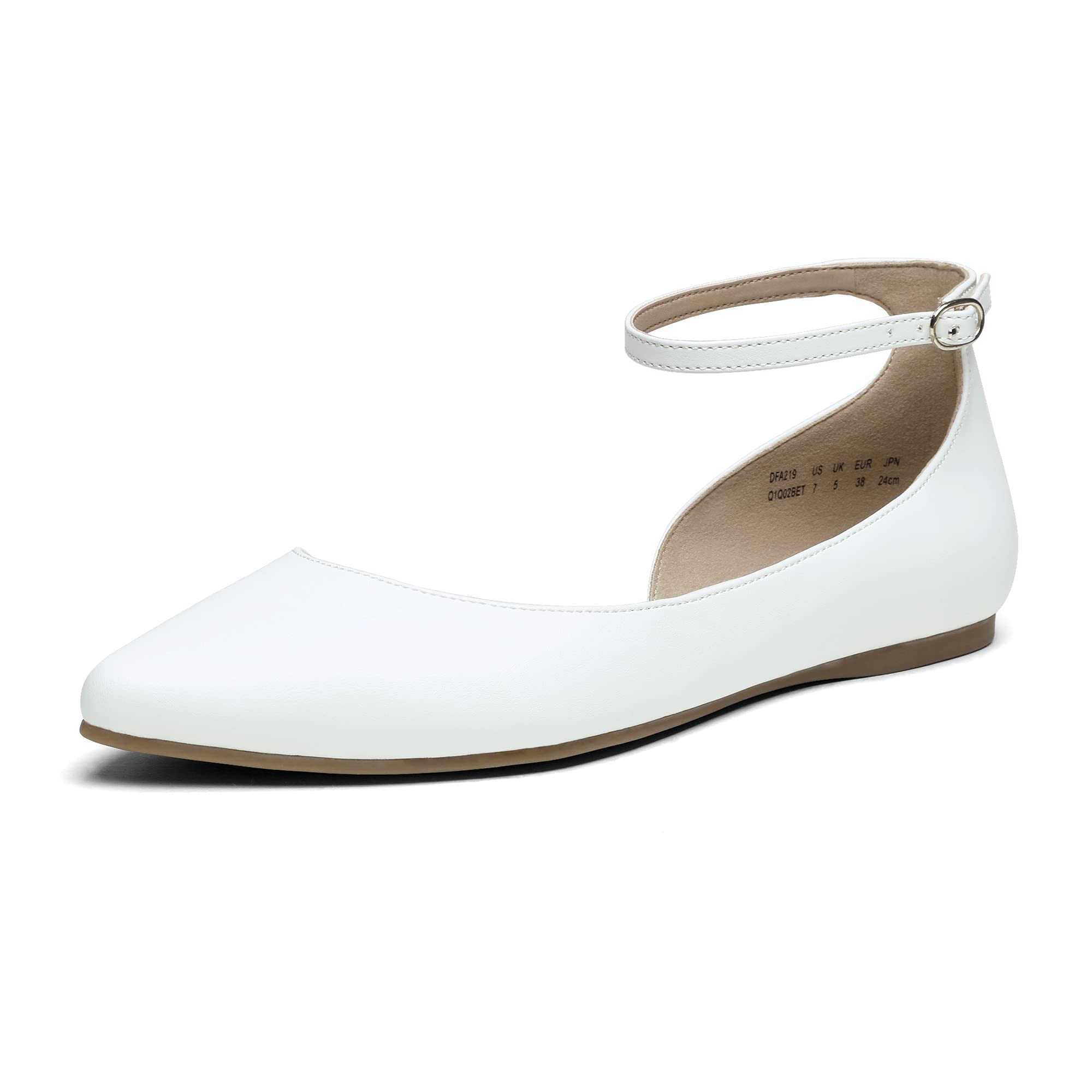 Dream Pairs Women's Comfortable Ankle Strap Ballet Flats - Dressy D'Orsay Pointed Toe Shoes for Work, Party & Wedding Occasions