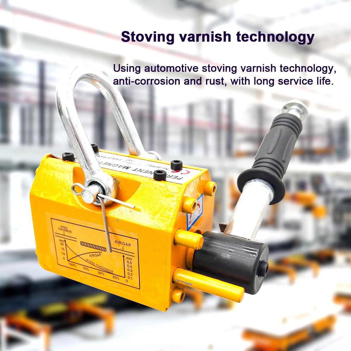 220 lb Permanent Magnetic Lifter - Heavy Duty Rare Earth Magnet for Lifting Steel Plates & Metal Boards - Shop Crane & Hoist Accessory - Ideal for Metalworking, Construction & Industrial Applications