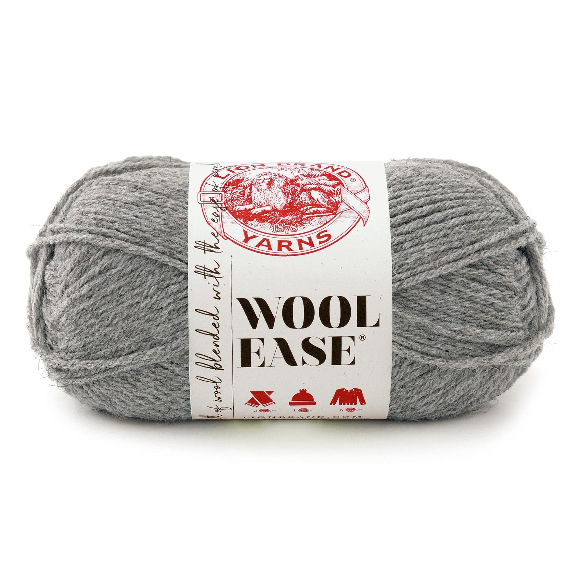Lion Brand Yarn Wool-Ease Worsted-Weight Knitting & Crocheting Yarn - 1 Pack Grey Heather - Perfect for Sweaters, Scarves & Blankets