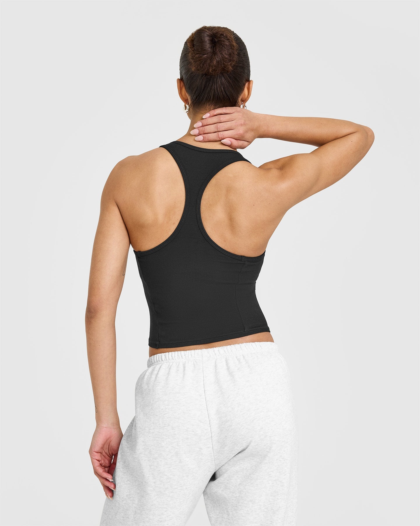 Mellow™ Rib Square Neck Mid Vest with Built-in Bra Shelf | Soft Black | Comfortable Layering Piece for Yoga, Workouts & Everyday Wear