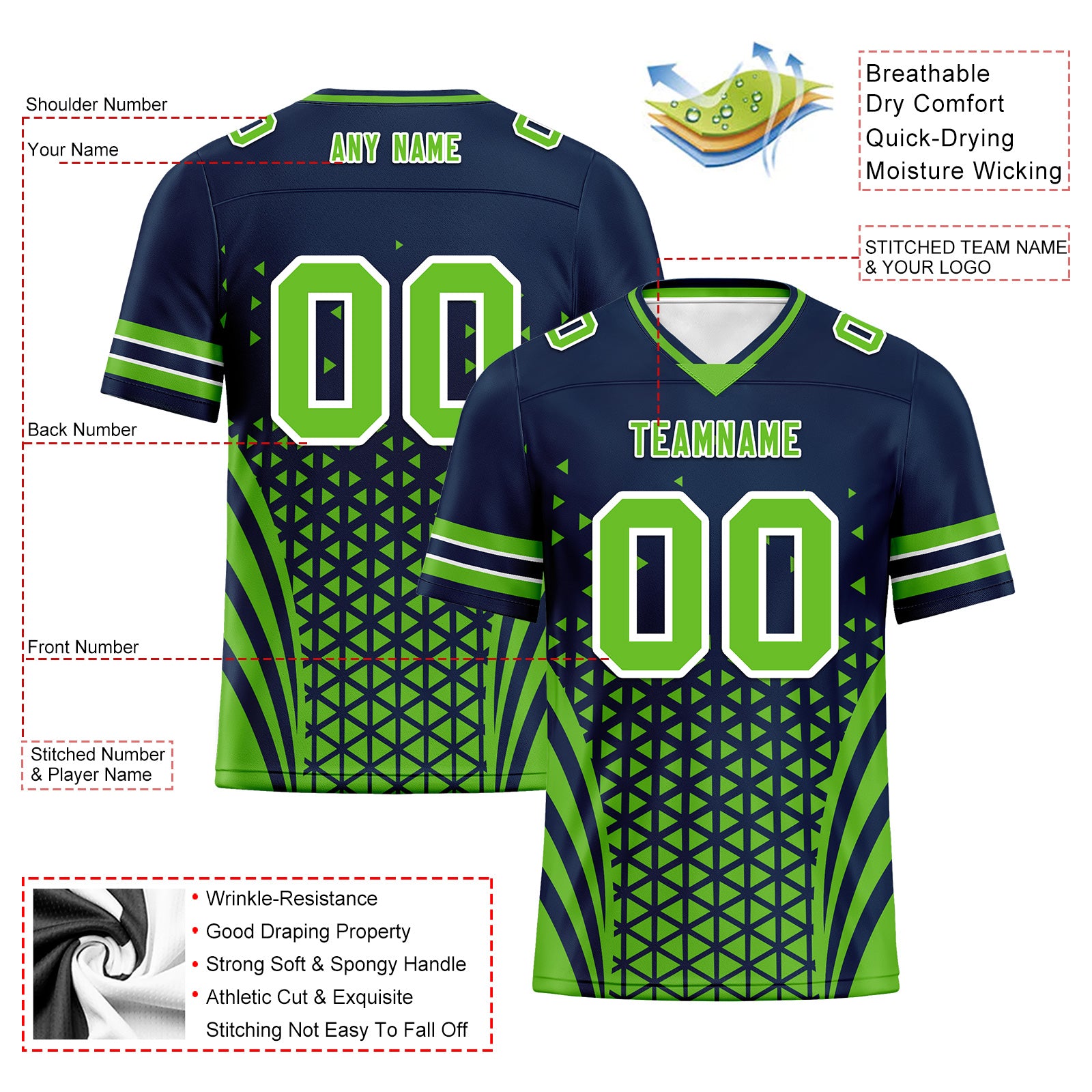Custom Blue & White Washington Football Jersey & Sports Shoes Combo - Personalized NFL Fan Gear for Games & Training - Perfect for Football Enthusiasts & Team Spirit