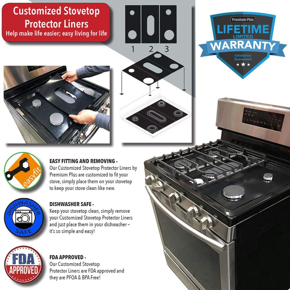 Premium Plus Stove Protectors for LG Gas Range Model LRG3061ST/01 - Custom Cut, Easy to Clean Stove Liner - Made in USA - Perfect for Kitchen Safety & Appliance Protection