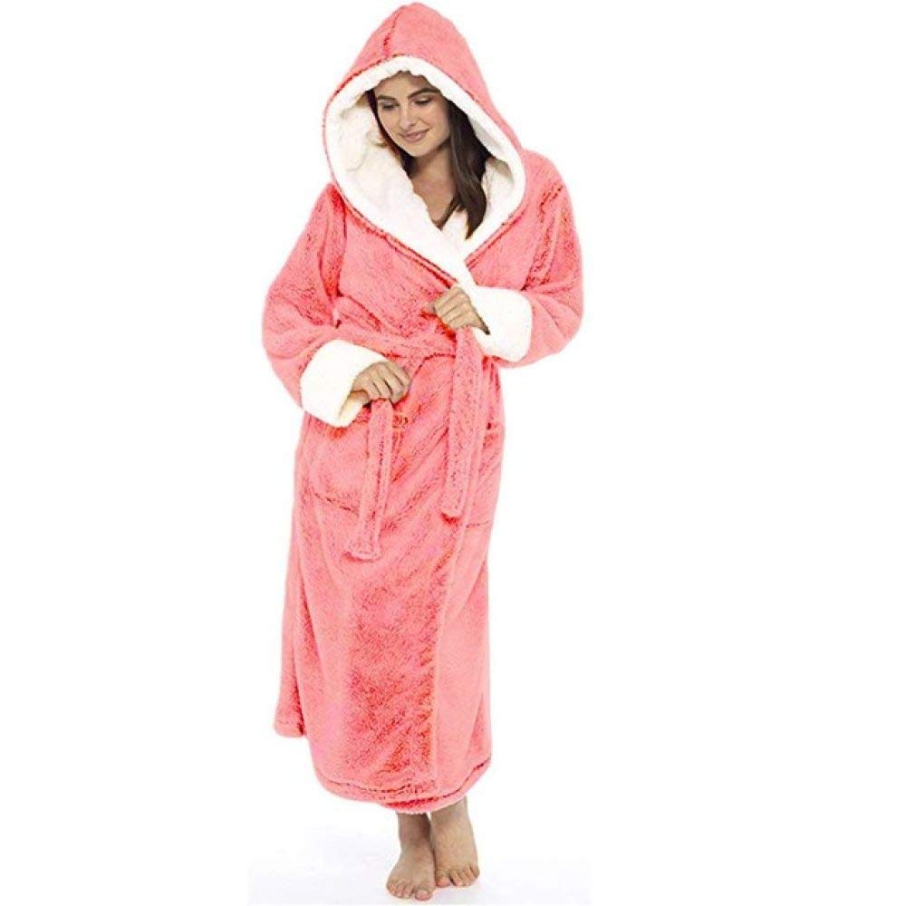 Premium Winter Plush Bathrobe for Women - Soft Long Hooded Robe with Shawl Collar, Warm Fleece Loungewear, Home Spa Dressing Gown (Sizes S-XXL) | Cozy Home Wear, Perfect for Relaxing After Bath, Lounging & Cold Weather Comfort