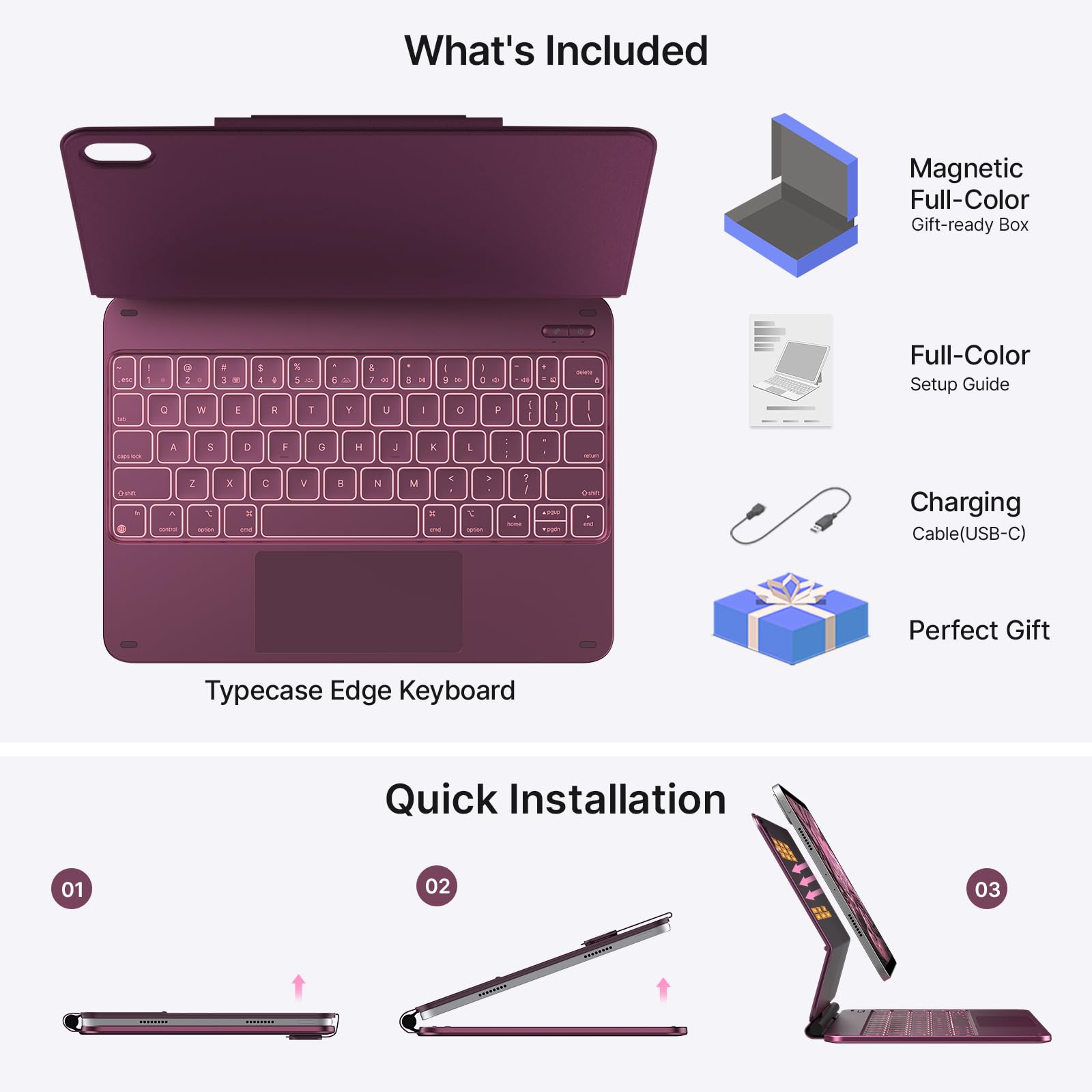 Magnetic Keyboard Case with Multi-Touch Trackpad for iPad 11th Gen (A16, 2025) & iPad 10th Gen 10.9
