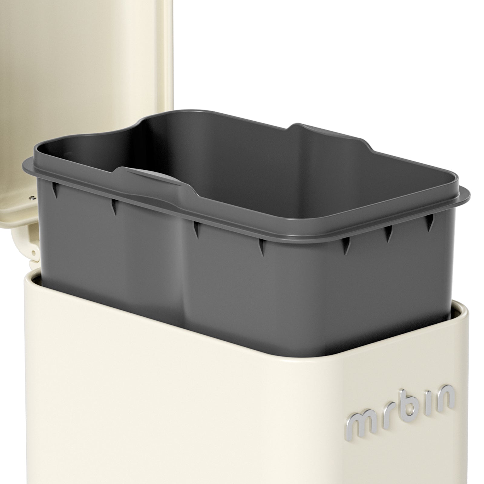 Mrbin 5L/1.6 Gal Slim Metal Trash Can with Soft Close Lid & Stainless Steel Pedal - Touchless Bathroom Waste Basket for Small Spaces, Bedroom, Kitchen & Office - Retro White Decor for Modern Homes