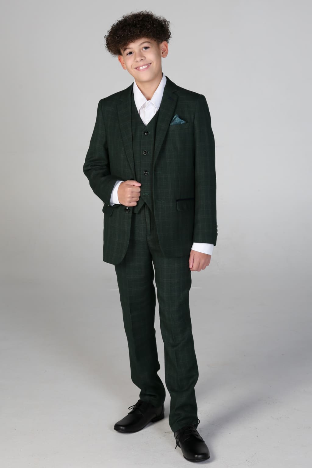 Boys' Leo Green 3-Piece Suit Set | Formal Wear for Weddings, Parties & Special Occasions | Kids' Dress Suit with Jacket, Vest & Pants