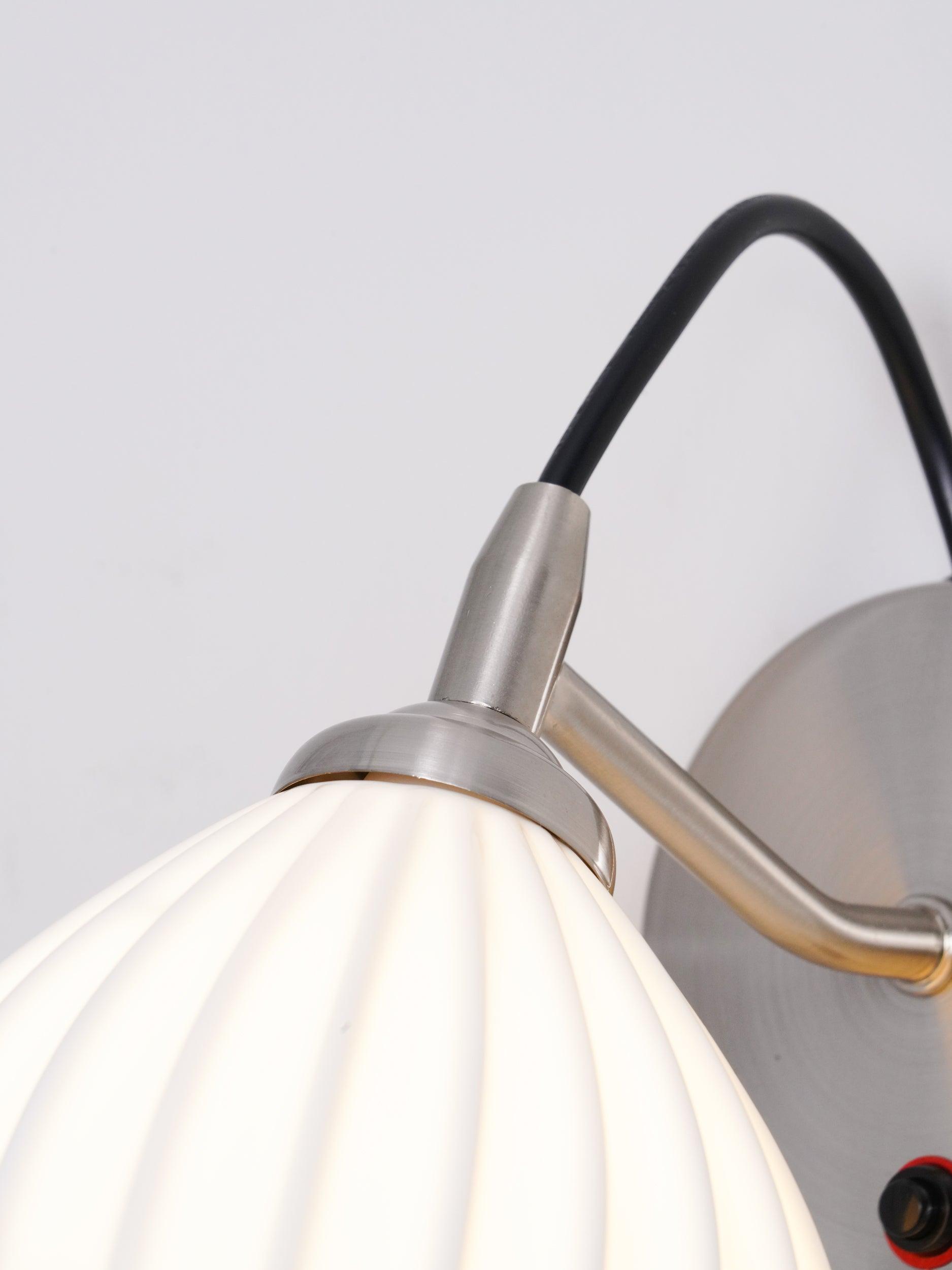 Modern Ceramic Ribbed Wall Light Fixture - Sleek Textured Sconce for Bedroom, Living Room & Hallway Lighting | Indoor Home Decor