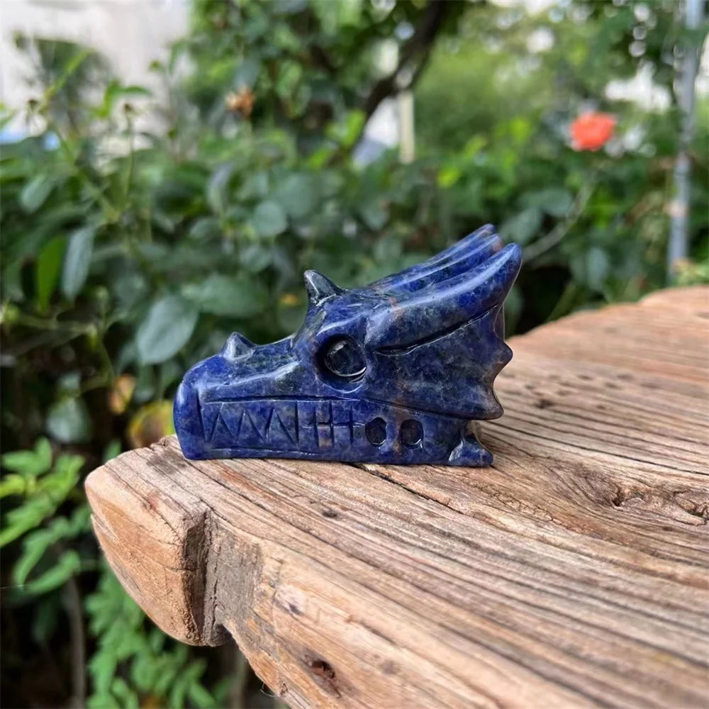 Hand Carved Natural Blue Aventurine Quartz Dragon Skull - Feng Shui Healing Crystal, Reiki Meditation Stone, Unique Spiritual Gift for Home & Office Decor (Perfect for Meditation Spaces & Energy Healing)