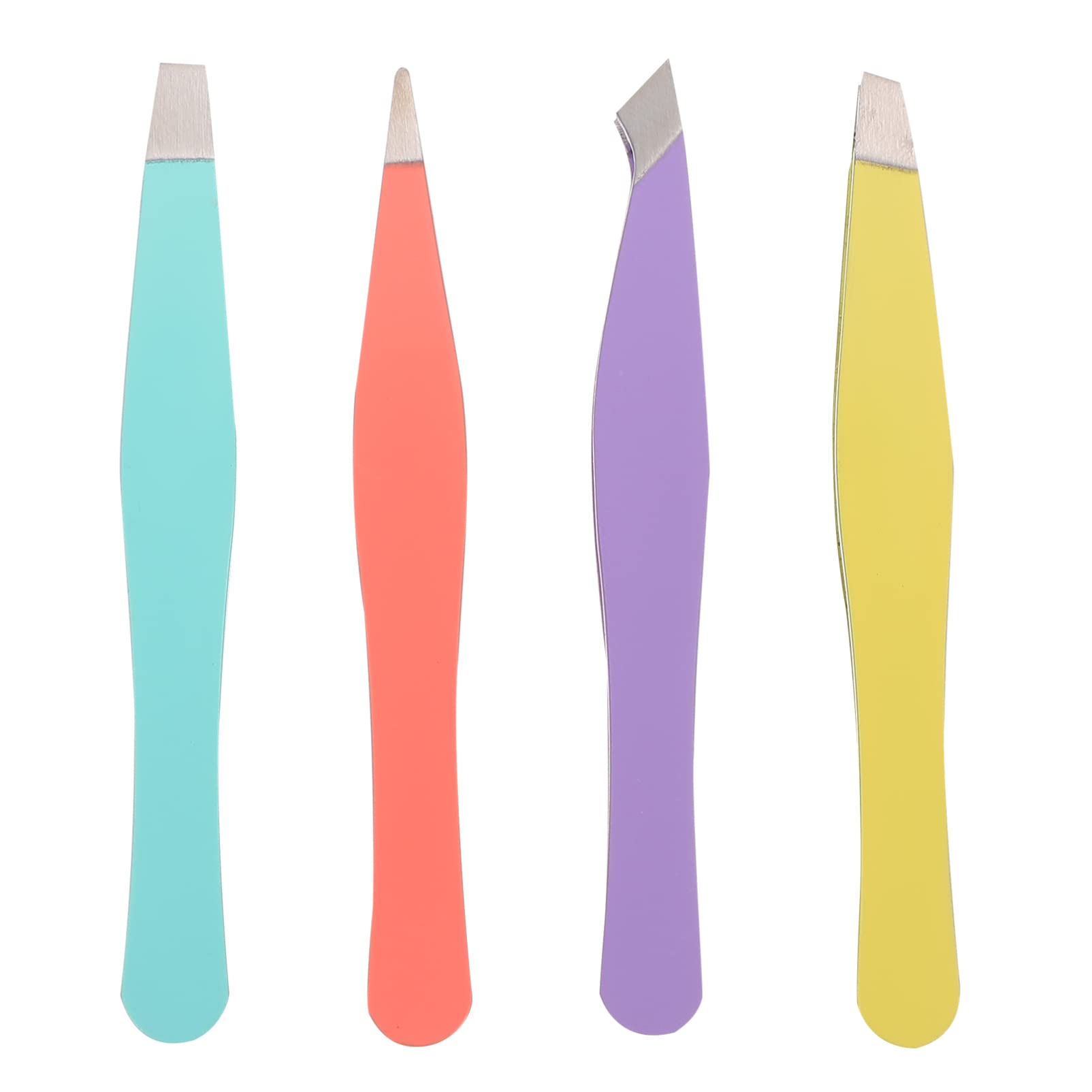 NOLITOY 4Pcs Eyebrow Tweezers Set - Precision Slanted & Pointed Tweezers for Eyebrow Shaping, Hair Removal & Grooming - Colorful Beauty Tools for Women - Perfect for Home, Travel & Salon Use