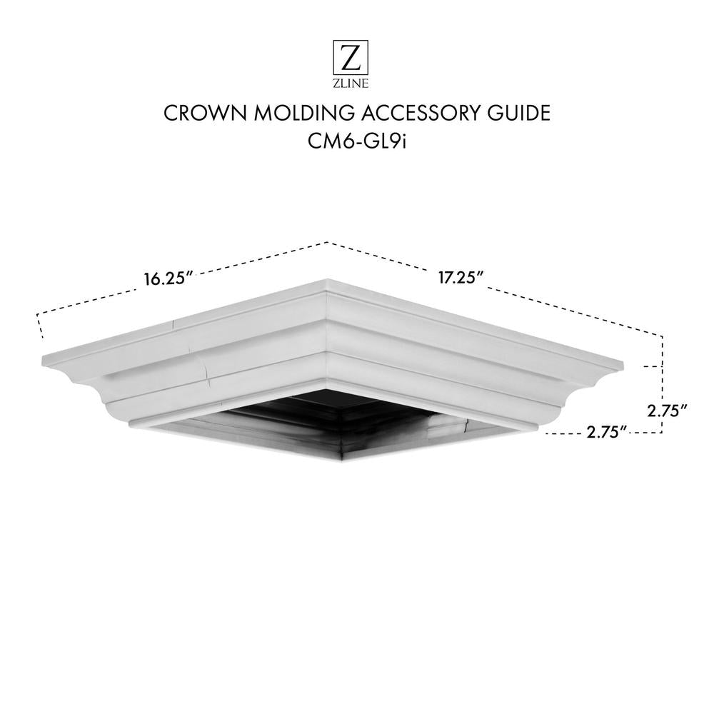ZLINE CM6 GL9i Crown Molding Profile 6 for Island Mount Range Hood - Premium Kitchen Ventilation Accessory for Modern Home Design