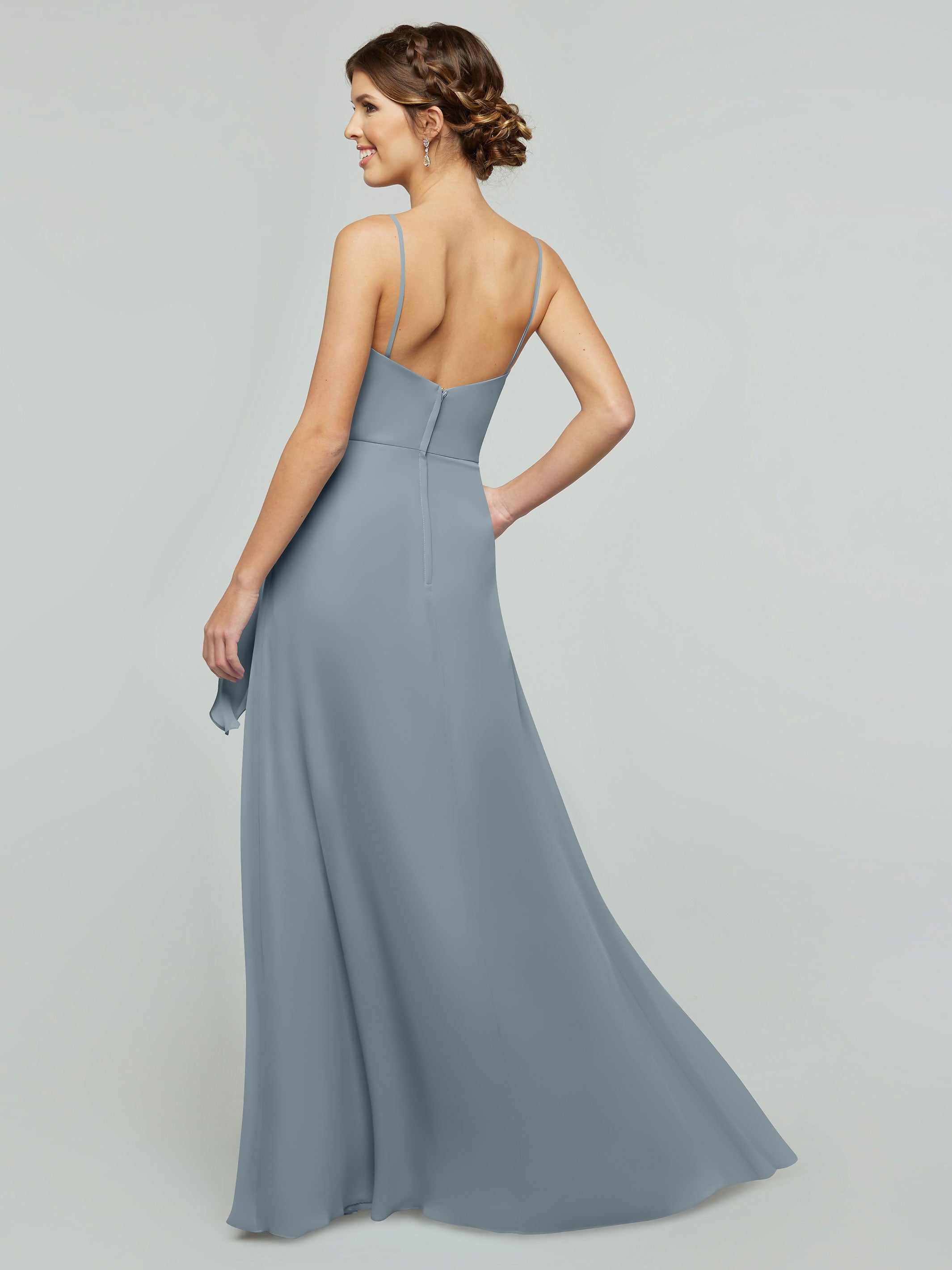 Elegant 80182 Chiffon A-Line Bridesmaid Dress with V-Neck & Spaghetti Straps - Perfect for Weddings, Formal Events & Special Occasions