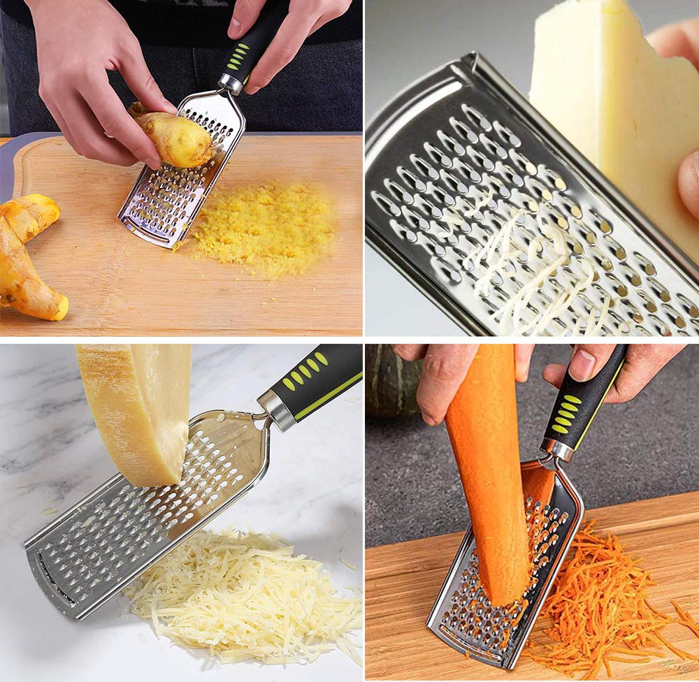 3-in-1 Stainless Steel Lemon Squeezer, Garlic Press & Hand Grater Set - Manual Citrus Juicer, Ginger Crusher & Cheese Grater for Kitchen, Baking & Cocktail Making - Perfect for Fruits, Vegetables, Nuts & Chocolate