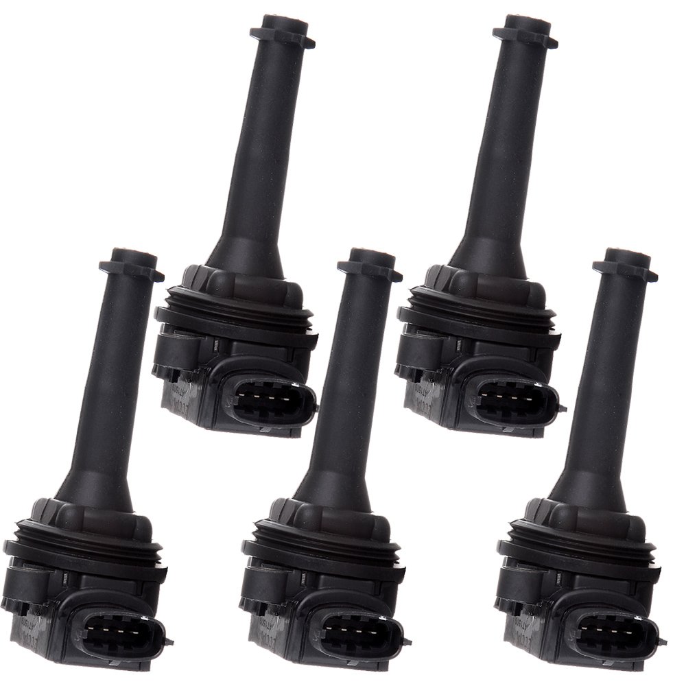 5-Pack Ignition Coil Replacement for Volvo C70/S60/S70/S80/V70/XC70/XC90 1999-2009 - Direct Fit for OE UF341 5C1320 - Improve Engine Performance & Fuel Efficiency